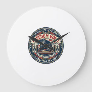 Freedom Vinyl Patriotic Patriotic Vinyl Record Mus Large Clock