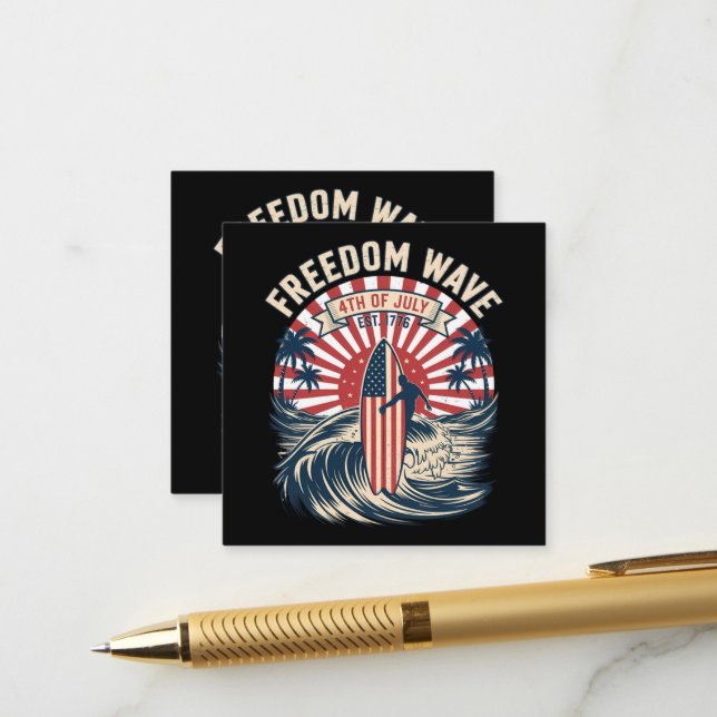 Freedom Wave 4th Of July Enclosure Card (Front/Back In Situ)