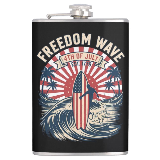 Freedom Wave 4th Of July Hip Flask (Front)