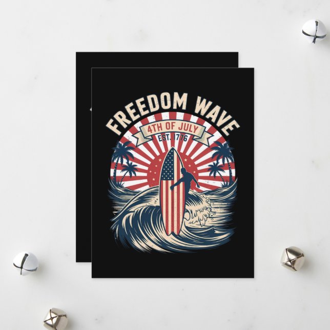 Freedom Wave 4th Of July Holiday Card (Front/Back In Situ)