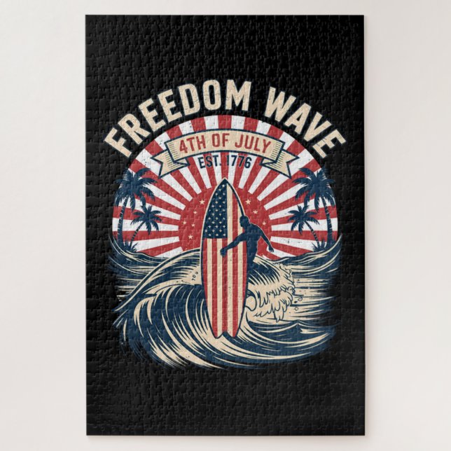 Freedom Wave 4th Of July Jigsaw Puzzle (Vertical)