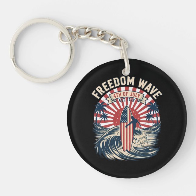 Freedom Wave 4th Of July Key Ring (Front)
