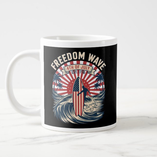 Freedom Wave 4th Of July Large Coffee Mug (Left)