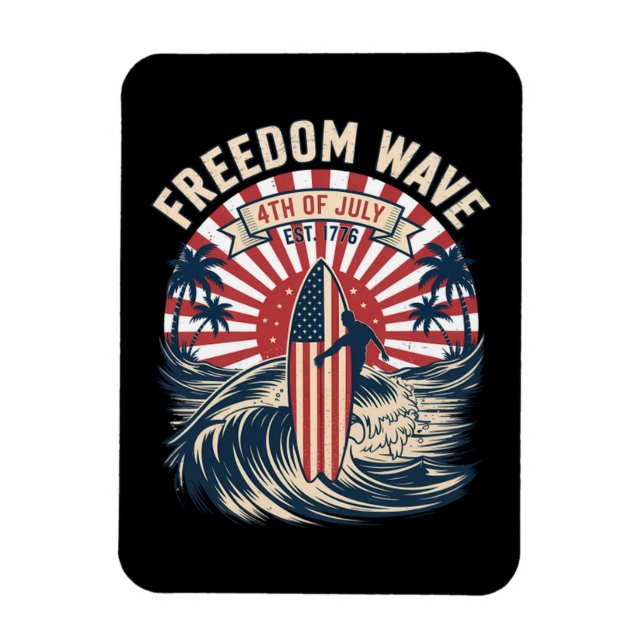 Freedom Wave 4th Of July Magnet (Vertical)