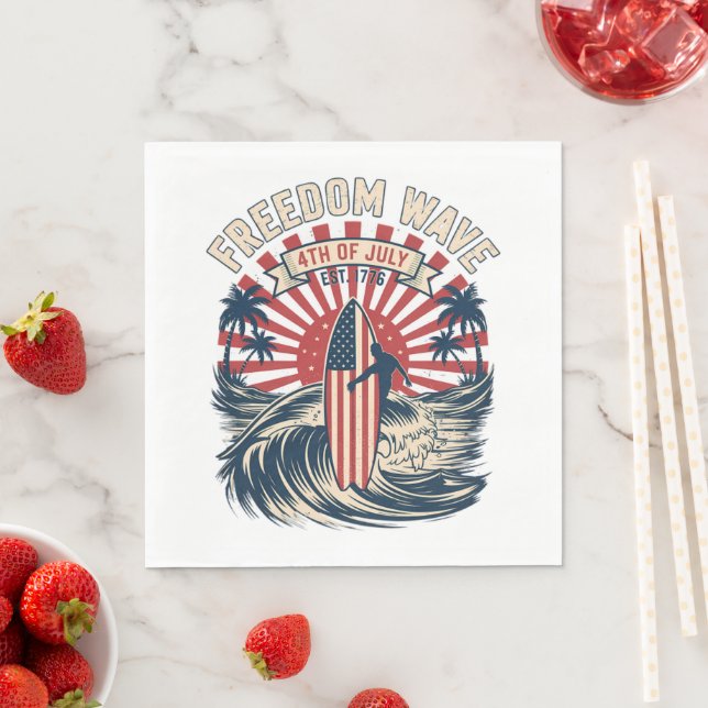 Freedom Wave 4th Of July Napkin (Insitu)