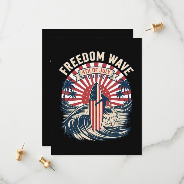Freedom Wave 4th Of July Save The Date (Front/Back In Situ)