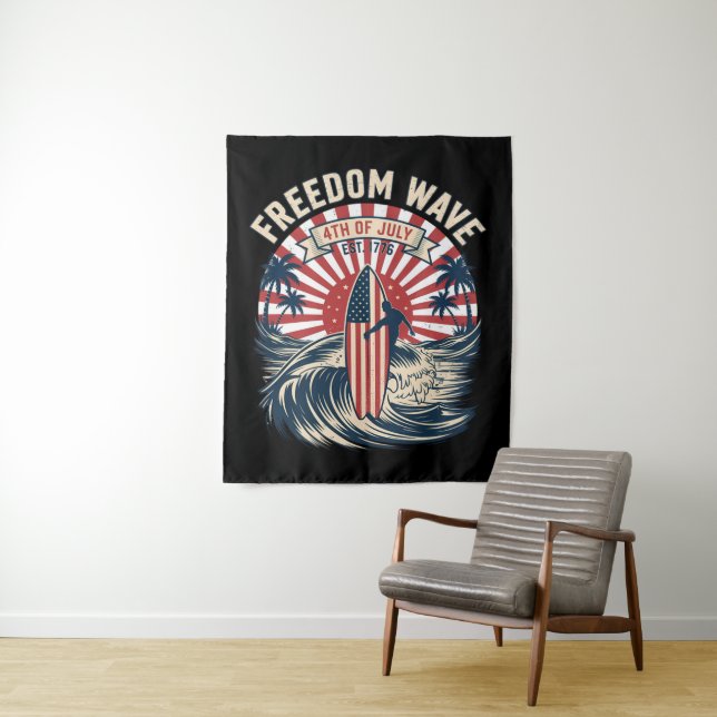 Freedom Wave 4th Of July Tapestry (In Situ)