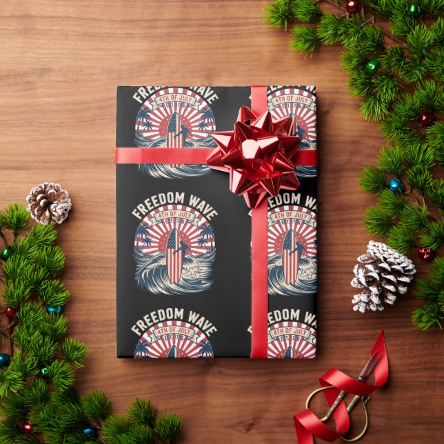 Freedom Wave 4th Of July Wrapping Paper (Holiday Gift)
