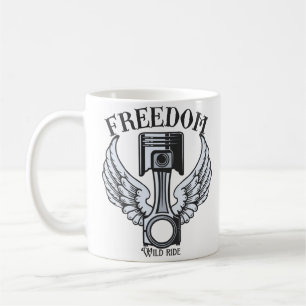 freedom wings pistons vintage motorcycle coffee mug