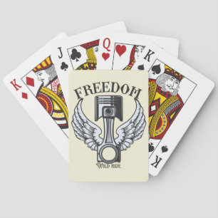 freedom wings pistons vintage motorcycle playing cards