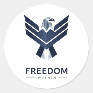 "Freedom Within" Modern Geometric Eagle Classic Round Sticker