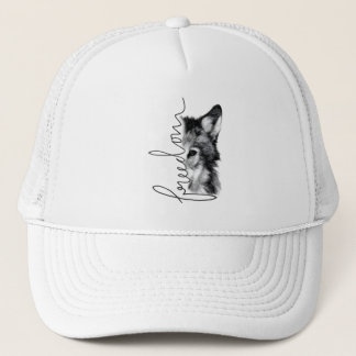 Freedom Wolf Minimal Line Art - Trucker Hat