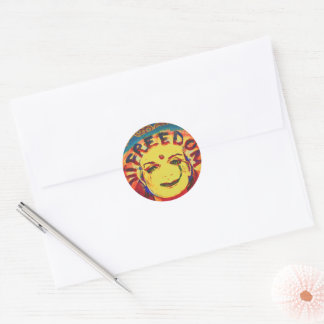 Freedom Yellow smiley face Classic Round Sticker