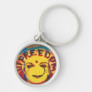 Freedom Yellow smiley face Key Ring