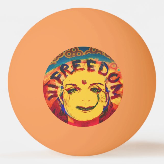 Freedom Yellow smiley face Ping Pong Ball (Front)