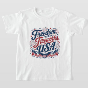 FreedomFireworksUSA–Vintage Patriotic 4th of July T-Shirt