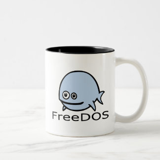 FreeDos Fish - Blue with Name Two-Tone Coffee Mug