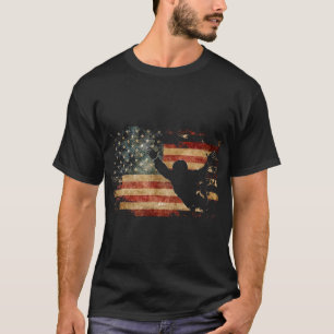 Freefall Skydiving Us Flag Patriotic American Para T-Shirt