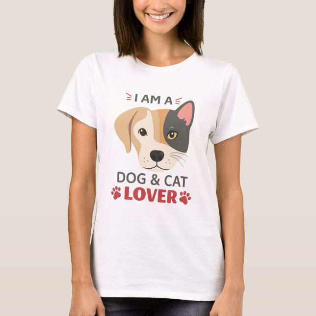 Freefit Women’s Dog & Cat Lover T-Shirt – Cute Pet (Front)