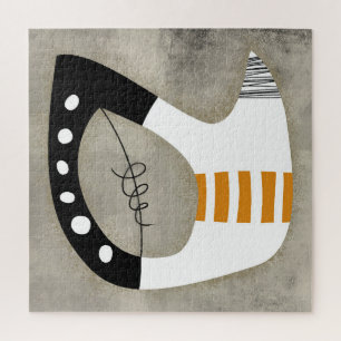 Freeform - Orange Black and White Jigsaw Puzzle