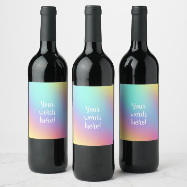 Freeform Pastel Rainbow Gradient Wine Labels (Bottles)