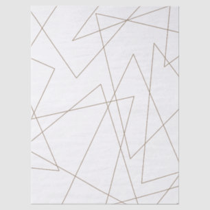 Freeform White background and Gold Geometric Lines Tissue Paper