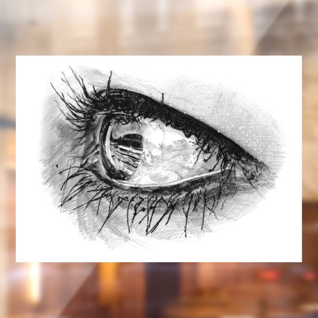 Freehand Drawn Beautiful Woman’s Eye In Mascara Window Cling (Sheet 2)