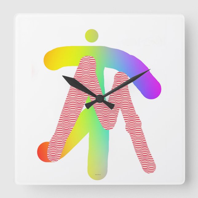 FREEHAND MONOGRAM INITIAL M SQUARE WALL CLOCK (Front)