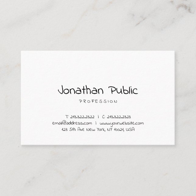 Freehand Script Minimalist Modern Simple Plain Top Business Card (Front)
