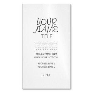 Freehand Simple Plain Magnetic Business Card