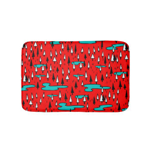 Freehand trees: Scandinavian Christmas pattern. Bath Mat