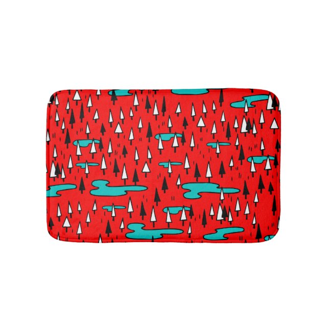 Freehand trees: Scandinavian Christmas pattern. Bath Mat (Front)