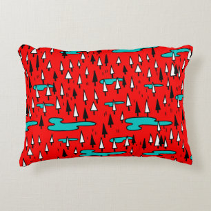 Freehand trees: Scandinavian Christmas pattern. Decorative Cushion