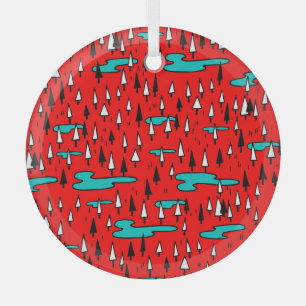 Freehand trees: Scandinavian Christmas pattern. Glass Tree Decoration