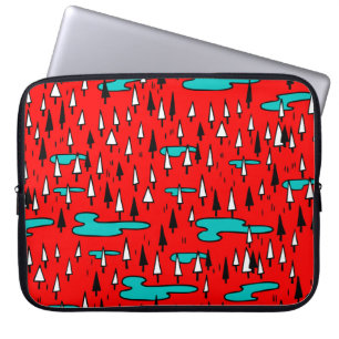 Freehand trees: Scandinavian Christmas pattern. Laptop Sleeve