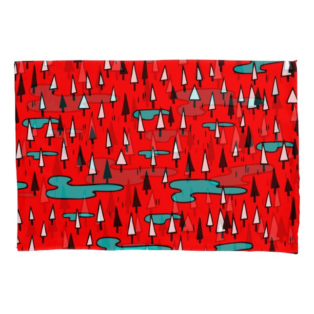 Freehand trees: Scandinavian Christmas pattern. Pillowcase (Front)