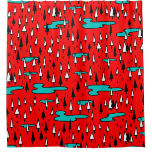 Freehand trees: Scandinavian Christmas pattern. Shower Curtain
