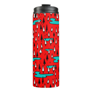 Freehand trees: Scandinavian Christmas pattern. Thermal Tumbler