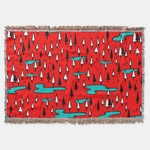 Freehand trees: Scandinavian Christmas pattern. Throw Blanket