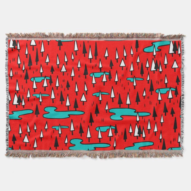 Freehand trees: Scandinavian Christmas pattern. Throw Blanket (Front)