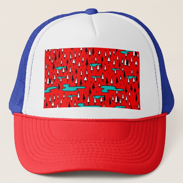 Freehand trees: Scandinavian Christmas pattern. Trucker Hat (Front)