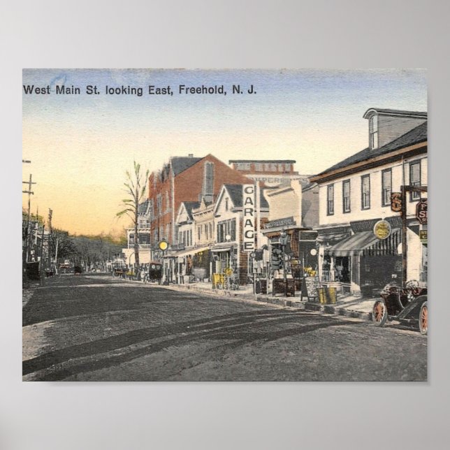 Freehold NJ, West Main St, Vintage Poster (Front)