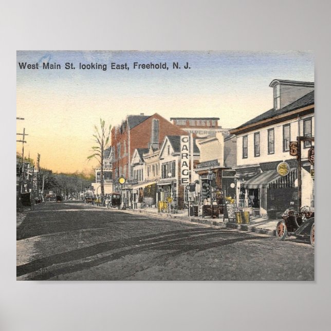 Freehold NJ, West Main St, Vintage Poster (Front)