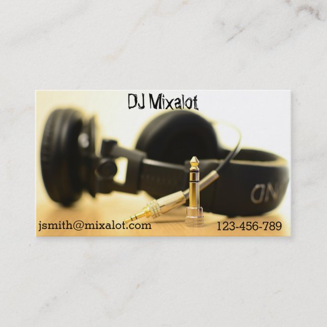 Freelance DJ Disc Jockey headphones funky grunge Business Card (Front)