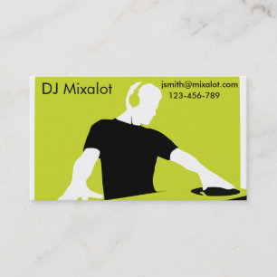Freelance DJ Disc Jockey stylish lime green music Business Card