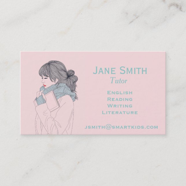 Freelance English literature tutor teacher Business Card (Front)