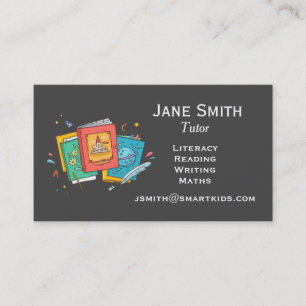 Freelance literacy tutor or teacher books business card
