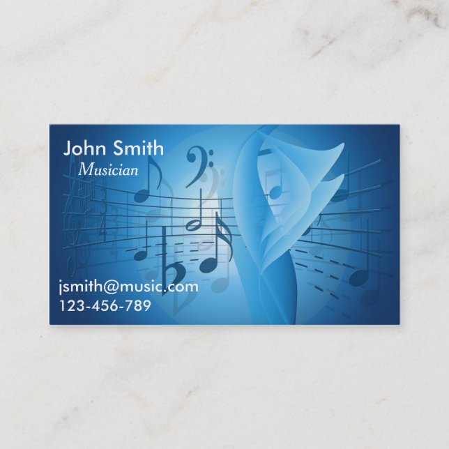 Freelance Musician, session musician Music Business Card (Front)