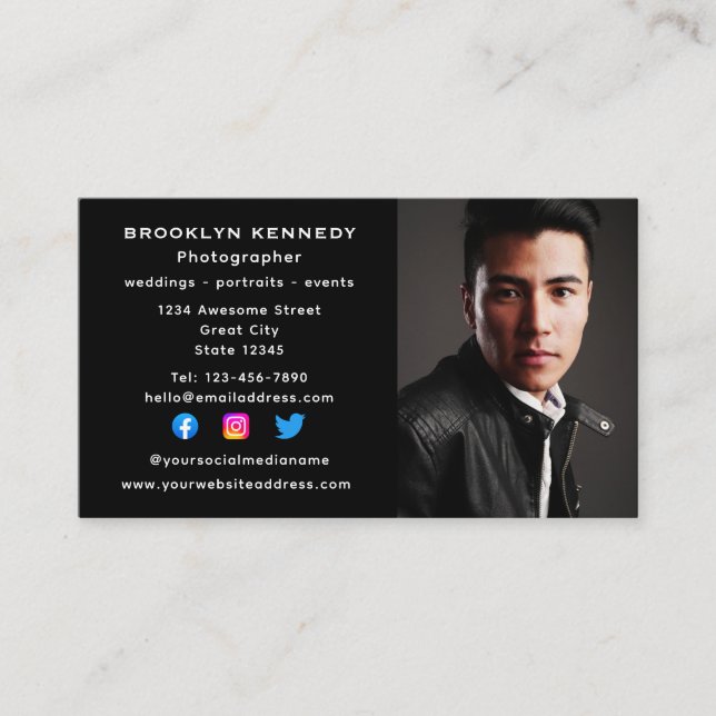 Freelance Photographer Social Media Photo Headshot Business Card (Front)