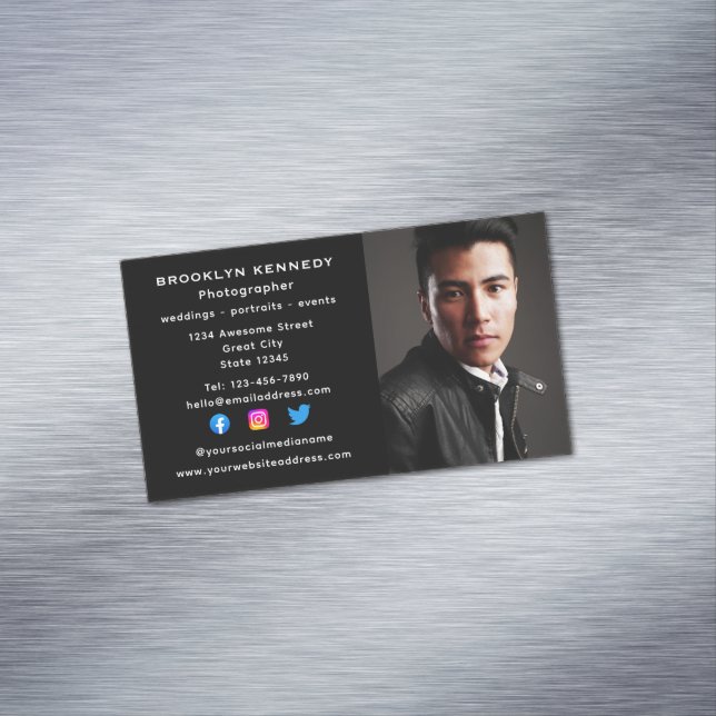 Freelance Photographer Social Media Photo Headshot Magnetic Business Card (In Situ)